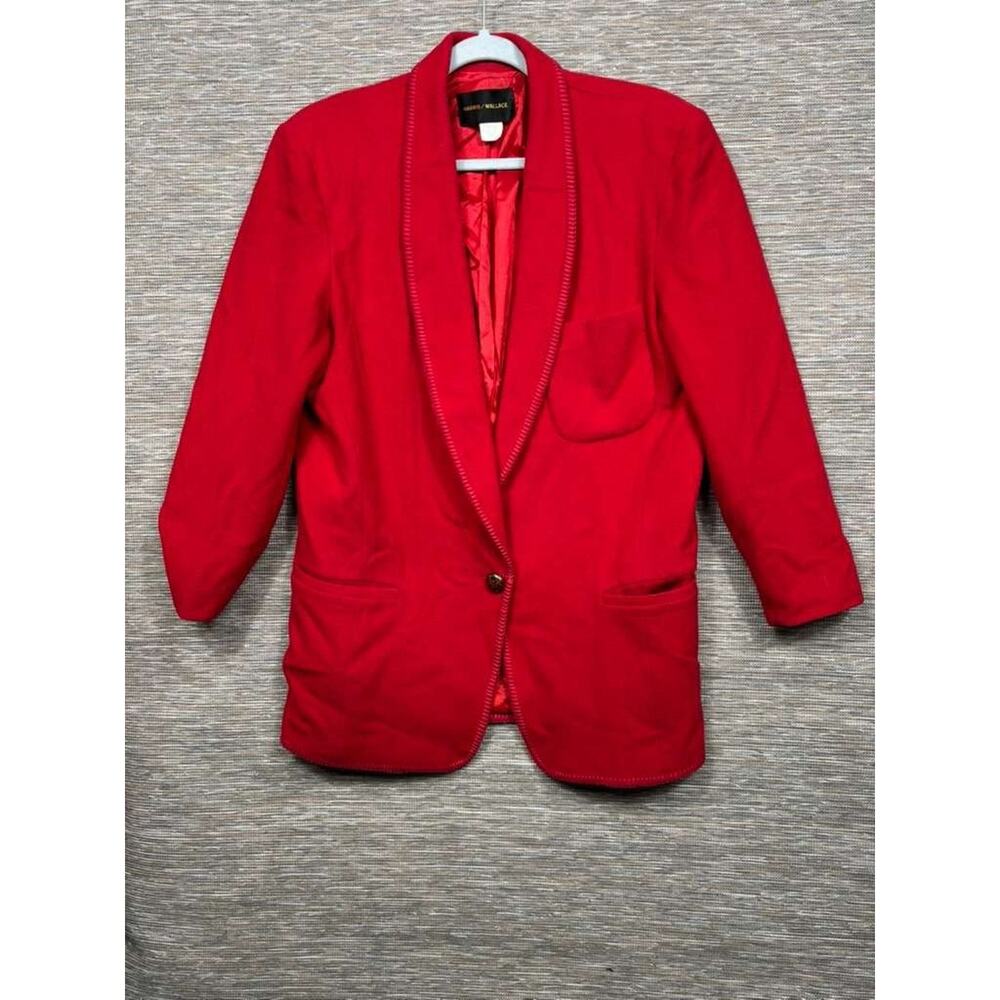 VTG Harris Wallace New York Wool Blazer Jacket Womens M Red One Button USA Made